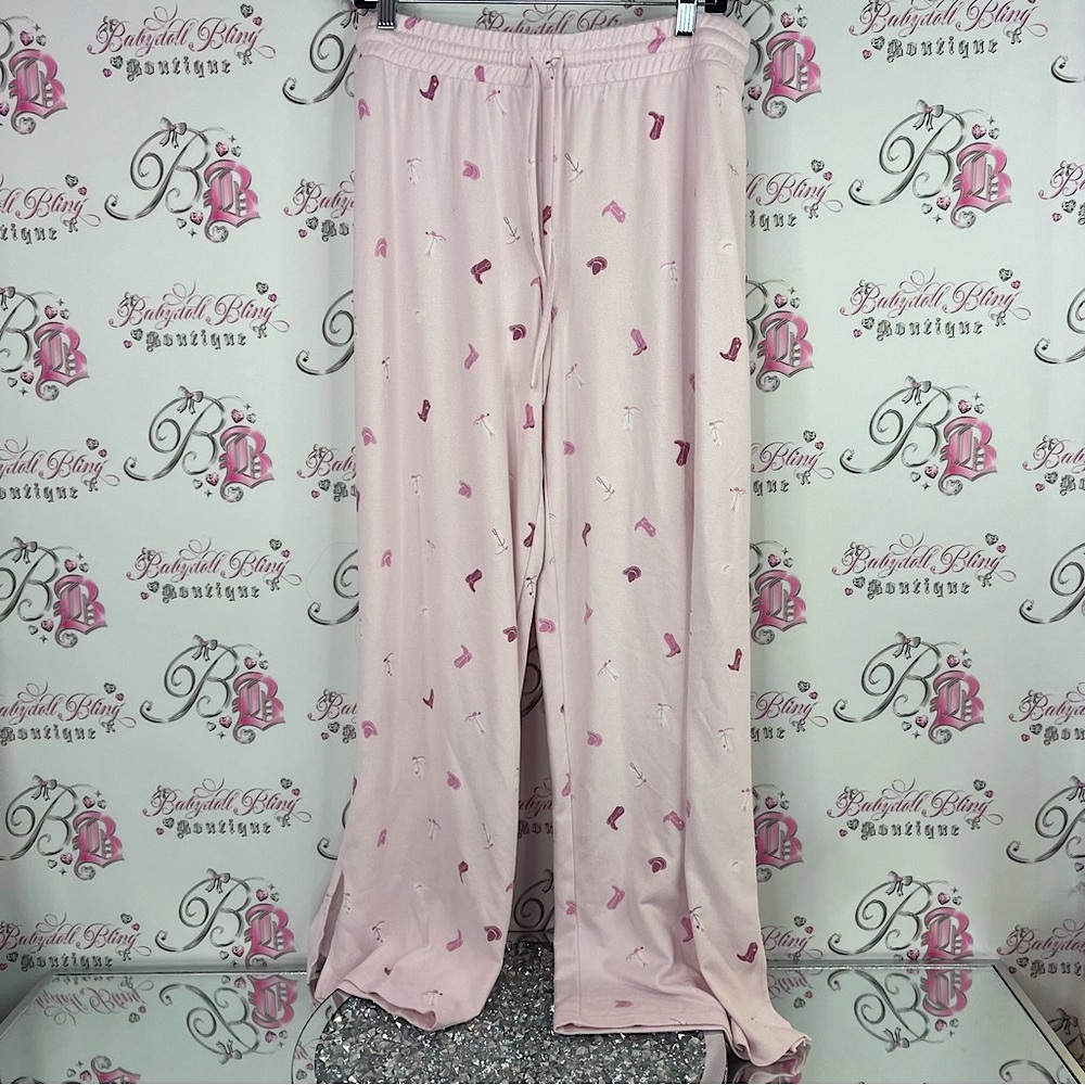 Miiyu pants cowgirl boots hat western rodeo Pink Women's Lounge Pants